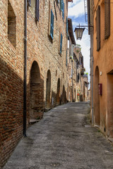 Fototapeta na wymiar Ziegelsteinbauweise in Città della Pieve. Die Bauweise hat sich dort aufgrund der Tonvorkommen seit dem Mittelalter entwickelt