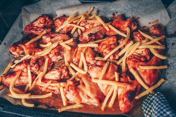 Fried hot spicy wings