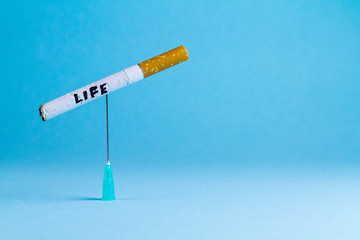 Concept of combating narcotic, tobacco, and cigarette addiction. The way out of harmful, unhealthy habits. Stop smoking, smoking concept. Harm to health