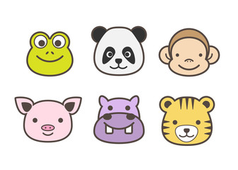 Cute animals wildlife cartoon character isolated on white background vector illustration