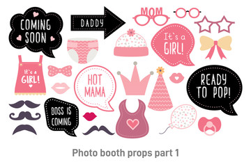 Baby shower photo booth photobooth props set © DandelionFly
