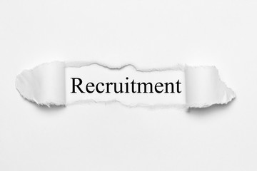 Recruitment on white torn paper