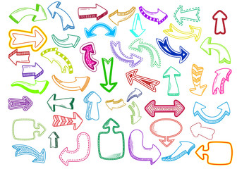 Arrow vector arrowheads direction or cursed arrow icons design up down narrow circle sign collection illustration set isolated on white background