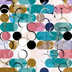 Gordijnen abstracte naadloze achtergrondpatroon, met cirkels / ovalen, lijnen en spatten, vector kunst © Kirsten Hinte