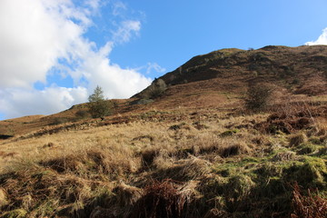 landscape with mountains and blue sky
