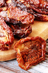 sun dried tomatoes  . selective focus