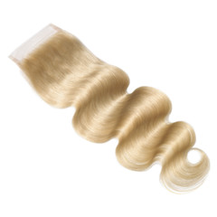 body wavy bleached blonde human hair weaves extensions lace closure