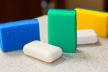 dish washing sponges and soap
