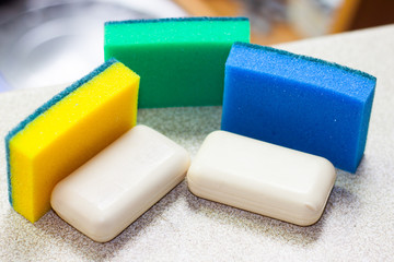 dish washing sponges and soap