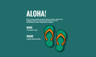 Aloha Party Invitation Design for Event Flip Flops Vector Illustration
