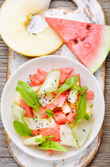 Salad with watermelon and melon