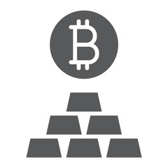 Bitcoin vs gold glyph icon, finance and money, currency sign, vector graphics, a solid pattern on a white background, eps 10.