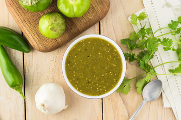 Homemade salsa verde.