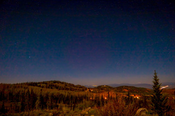 Panoramic of Milky Way over Hoodoo in Bryce Canyon National Park, Utah