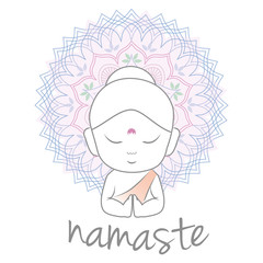 Cute Buddha sending greetings
The word 'Namaste' is a respectful greeting also called 'Namaskar'