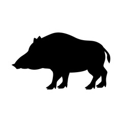 Vector illustration black silhouette wild boar
