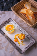 foie gras with apple sauce and fruit on white plate, product photography for exclusive restaurant