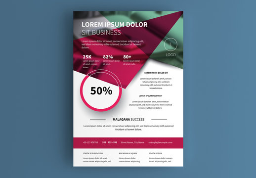 Business Flyer Layout with Red and Green Diagonal  Overlay