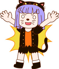 Halloween wolves cat girl