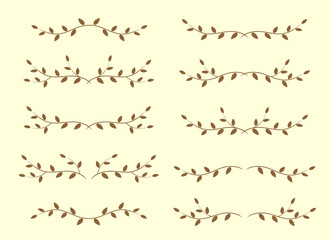 vintage set of tree branches borders