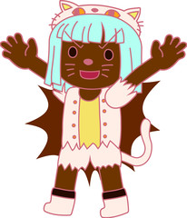 Halloween wolves cat girl