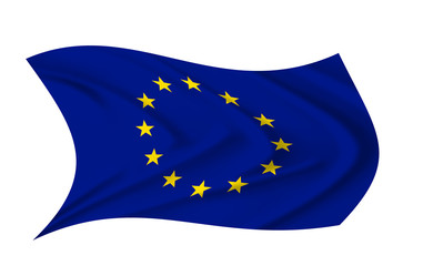 The European Union's flag waving from the wind, proudly fluttering in the wind