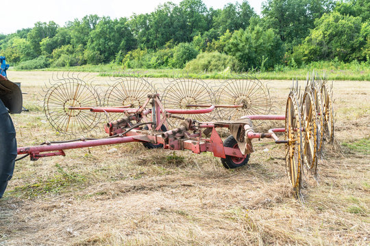 Tedders for hay in the meadow