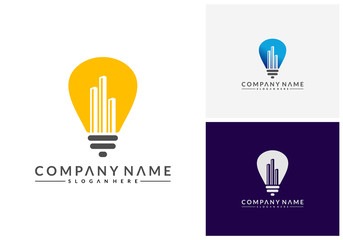 Bulb city logo template, Building Idea logo template, Modern Bulb City logo designs concept