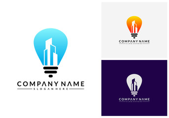 Bulb city logo template, Building Idea logo template, Modern Bulb City logo designs concept