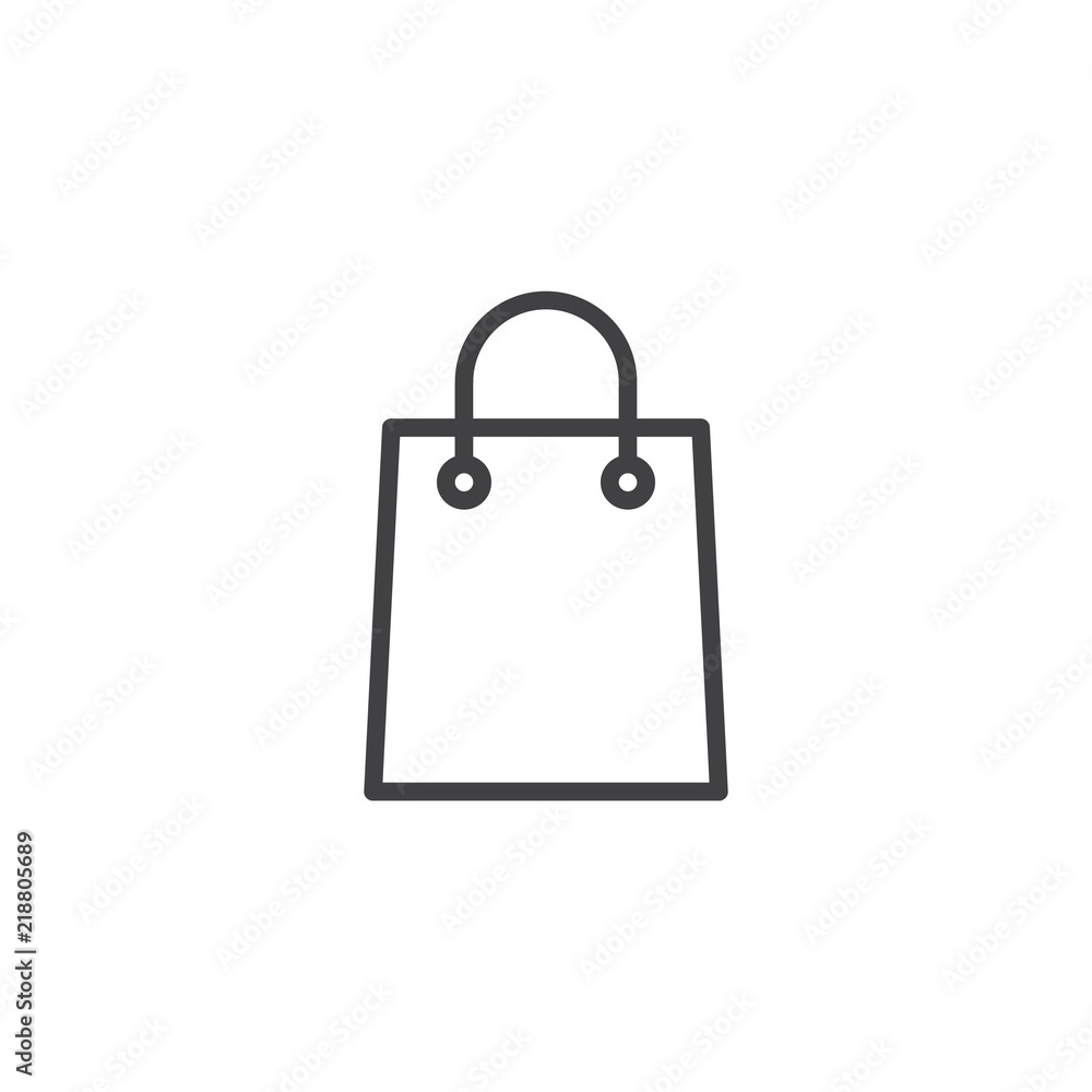 Poster Shopping bag outline icon. linear style sign for mobile concept and web design. Paper bag simple line vector icon. Symbol, logo illustration. Pixel perfect vector graphics