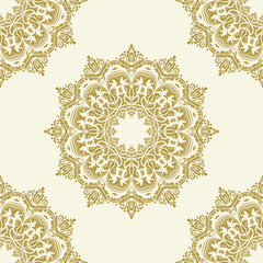 Classic seamless vector pattern. Damask orient golden ornament. Classic vintage background. Orient ornament for fabric, wallpaper and packaging