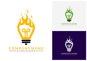Hot Idea logo designs, Bulb Idea logo symbol, Spirit Inspire logo designs concept