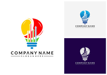Stats Idea logo template, Modern Bulb Finance designs concept
