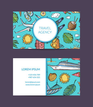 Vector Summer Travel Elements Business Card