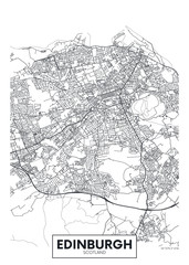Vector poster detailed city map Edinburgh
