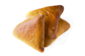 Hot cakes, butter, traditional Russian food isolated on white background