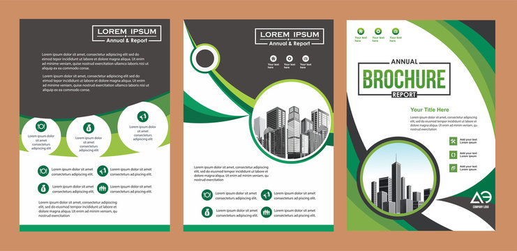modern cover, brochure, layout for annual report with city background
