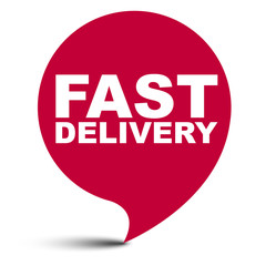 red vector bubble banner fast delivery