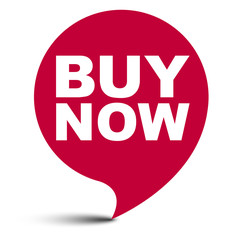 red vector bubble banner buy now