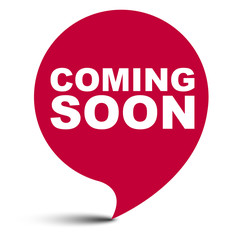 red vector bubble banner coming soon