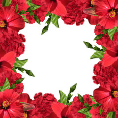 Beautiful floral background with hibiscus and carnations 