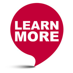 red vector bubble banner learn more