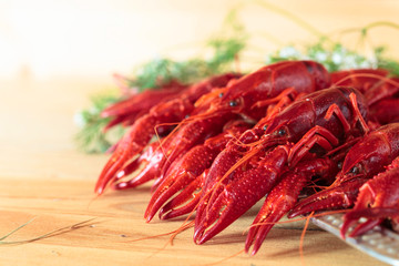 Boiled crawfish with dill.