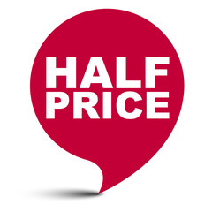red vector bubble banner half price