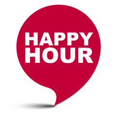 red vector bubble banner happy hour