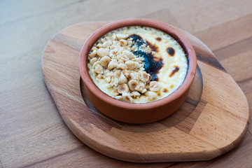 Turkish Dessert Rice Pudding Sutlac with Hazelnut Powder