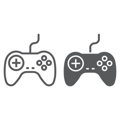 Gamepad line and glyph icon, electronic and device, game controller sign, vector graphics, a linear pattern on a white background, eps 10. © amin268