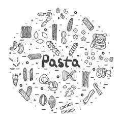 Pasta icons, big set, hand drawn style - 218810697