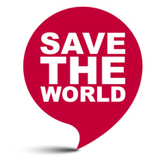 red vector bubble banner save the world