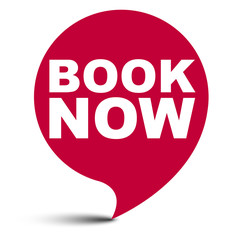 red vector bubble banner book now